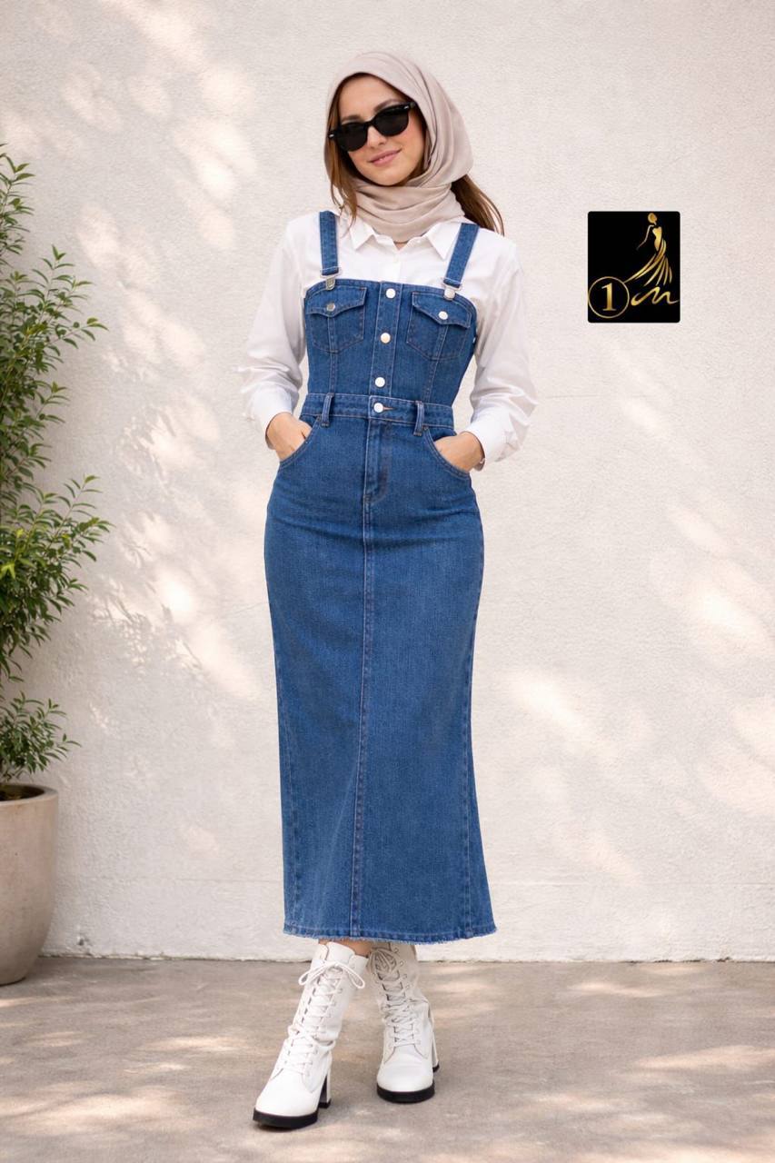 Jean Suspenders Dress