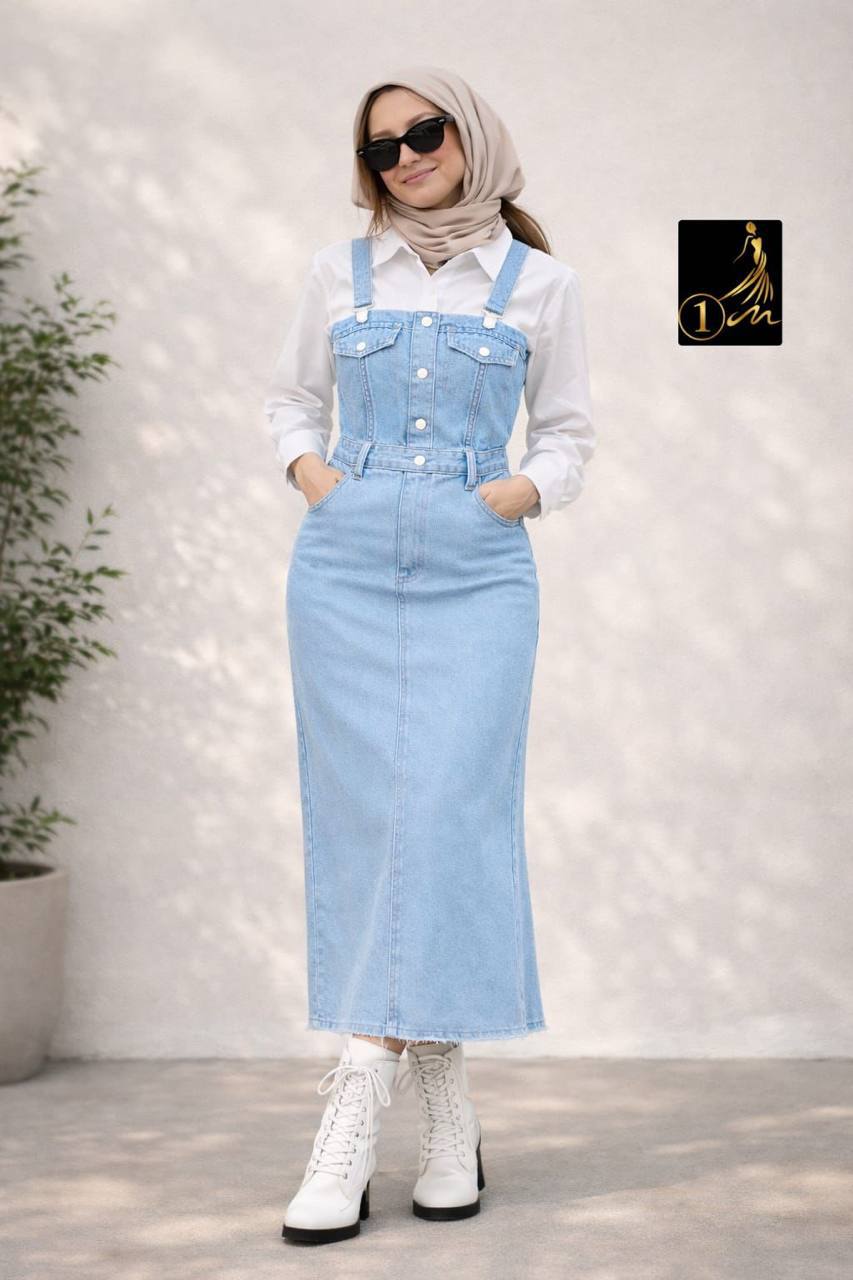 Jean Suspenders Dress
